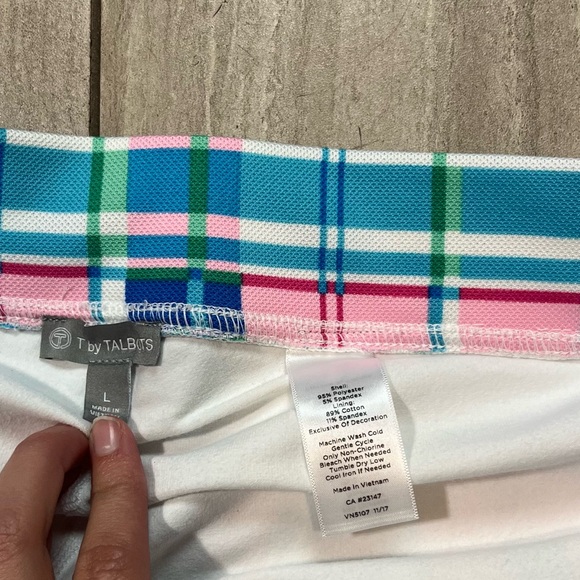 Talbots Skort Womens Large Pink Blue Plaid Activewear Golf Tennis Preppy Skirt - Picture 3 of 4
